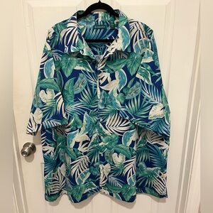 Cubavera Men's Tropical Print Short Sleeve Button-down Shirt Size 4XLT